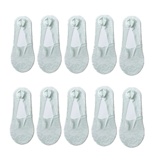 10 Pairs New Fashion Invisible Antiskid Lace Socks Accessories WAAMII Green Suit for 35-40