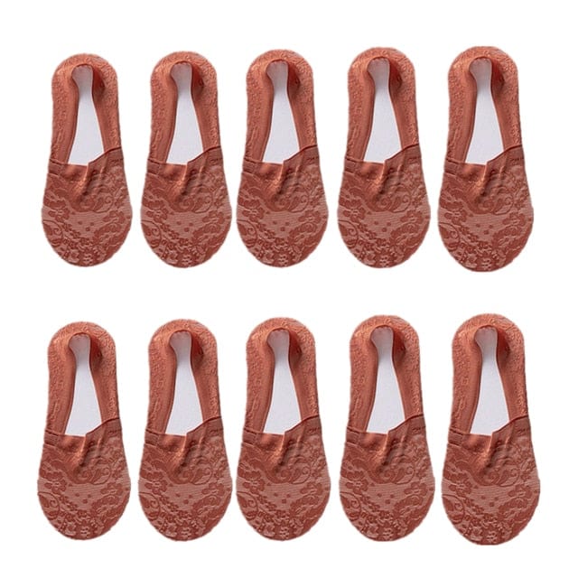 10 Pairs New Fashion Invisible Antiskid Lace Socks - Red Suit for 35-40 - Luxury Accessories by WAAMII