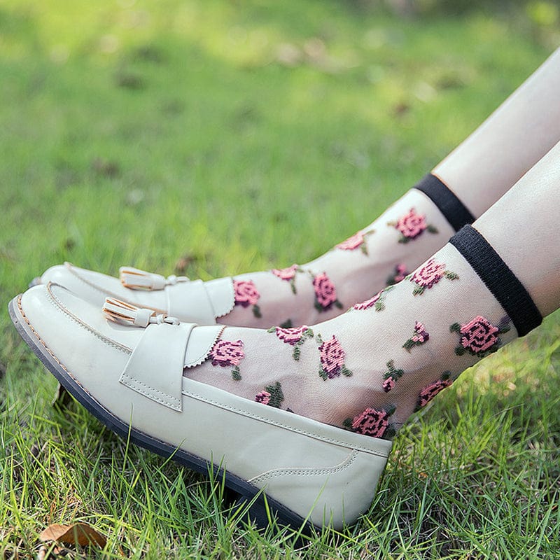 10 Pairs Spring and Summer Ladies Invisible Lace Socks Floral Ankle Socks - - Luxury Accessories by WAAMII