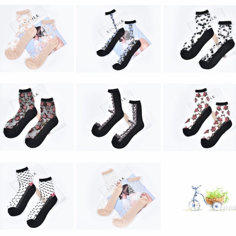 10 Pairs Spring and Summer Ladies Invisible Lace Socks Floral Ankle Socks - - Luxury Accessories by WAAMII