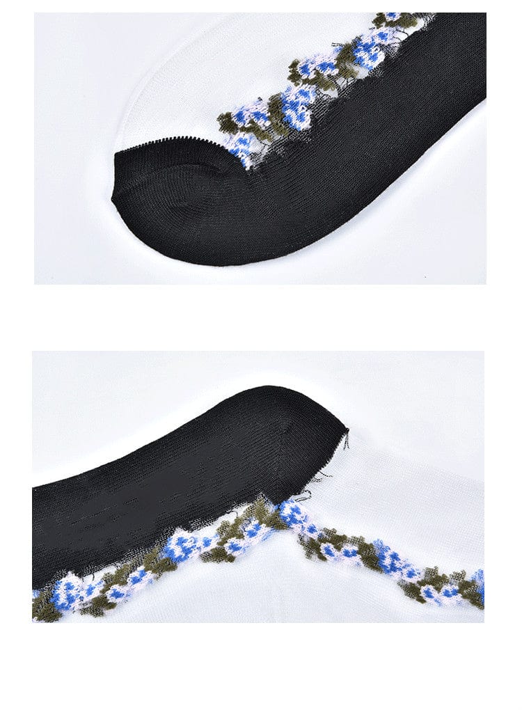 10 Pairs Spring and Summer Ladies Invisible Lace Socks Floral Ankle Socks - - Luxury Accessories by WAAMII