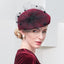 100% Wool Floral Beret Hat With Veil Women's Fascinators Hat - - Luxury Accessories by WAAMII