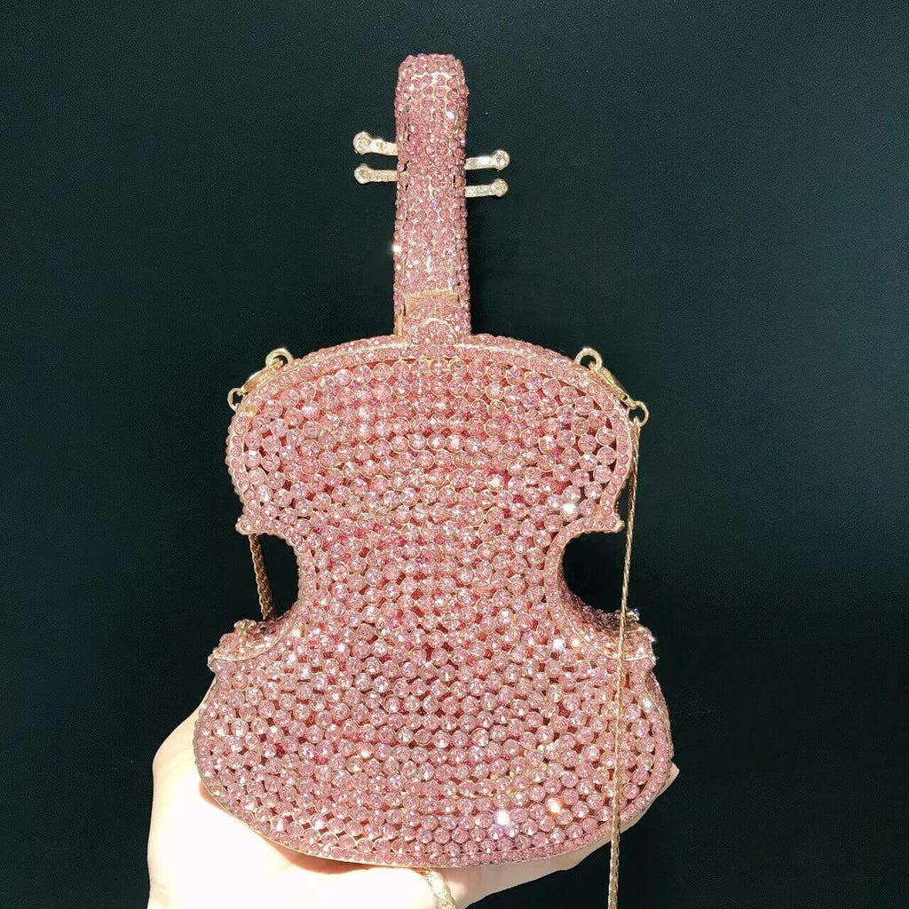 3D Sparkling Violin Shape Crystal Rhinestone Clutch - - Luxury bags by WAAMII