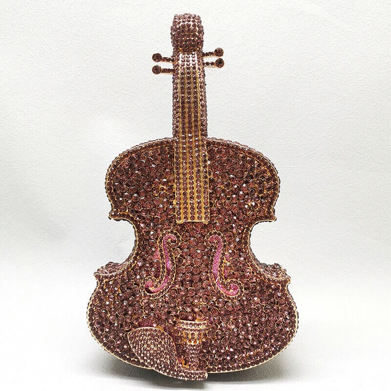 3D Sparkling Violin Shape Crystal Rhinestone Clutch - Pink Purple - Luxury bags by WAAMII