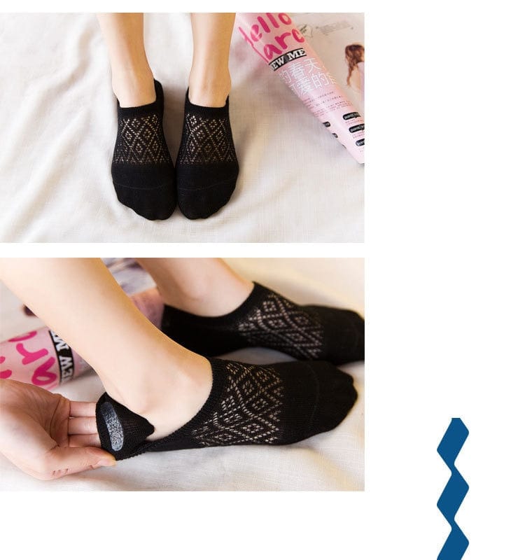 5 Pairs Rhombic Knitted Cotton Hollow Out Short Low Cut Ankle Socks Athletic Sports Socks - - Luxury Accessories by WAAMII