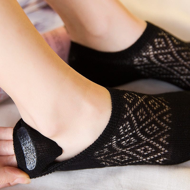 5 Pairs Rhombic Knitted Cotton Hollow Out Short Low Cut Ankle Socks Athletic Sports Socks - - Luxury Accessories by WAAMII