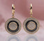 585 Rose Gold Double Sided Mosaic Pattern Black Ceramic Hook Earrings - - Luxury Jewelry by WAAMII