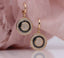 585 Rose Gold Double Sided Mosaic Pattern Black Ceramic Hook Earrings - - Luxury Jewelry by WAAMII