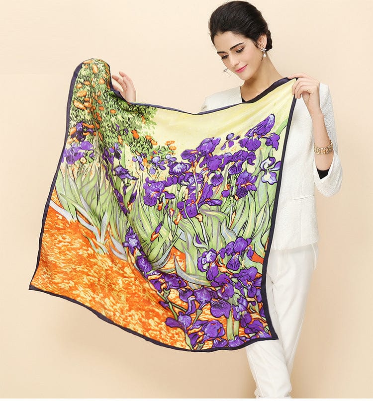 90*90CM 100% Real Silk Square Scarf Van Gogh Classic Oil Paiting Scarf Starry Night and More - - Luxury Accessories by WAAMII