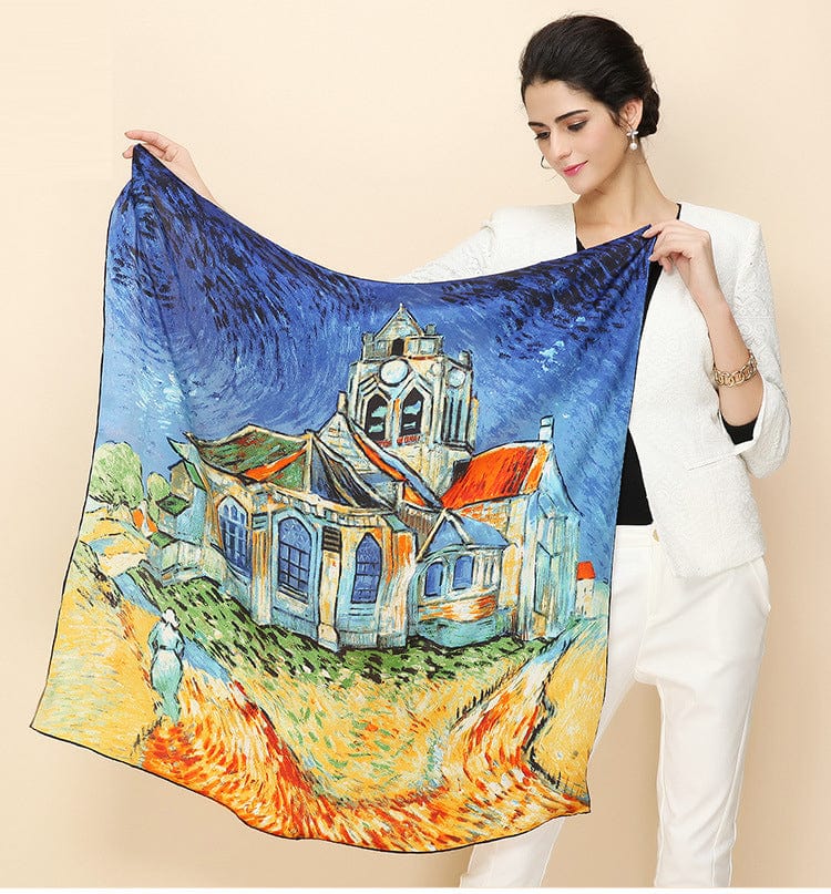 90*90CM 100% Real Silk Square Scarf Van Gogh Classic Oil Paiting Scarf Starry Night and More - - Luxury Accessories by WAAMII