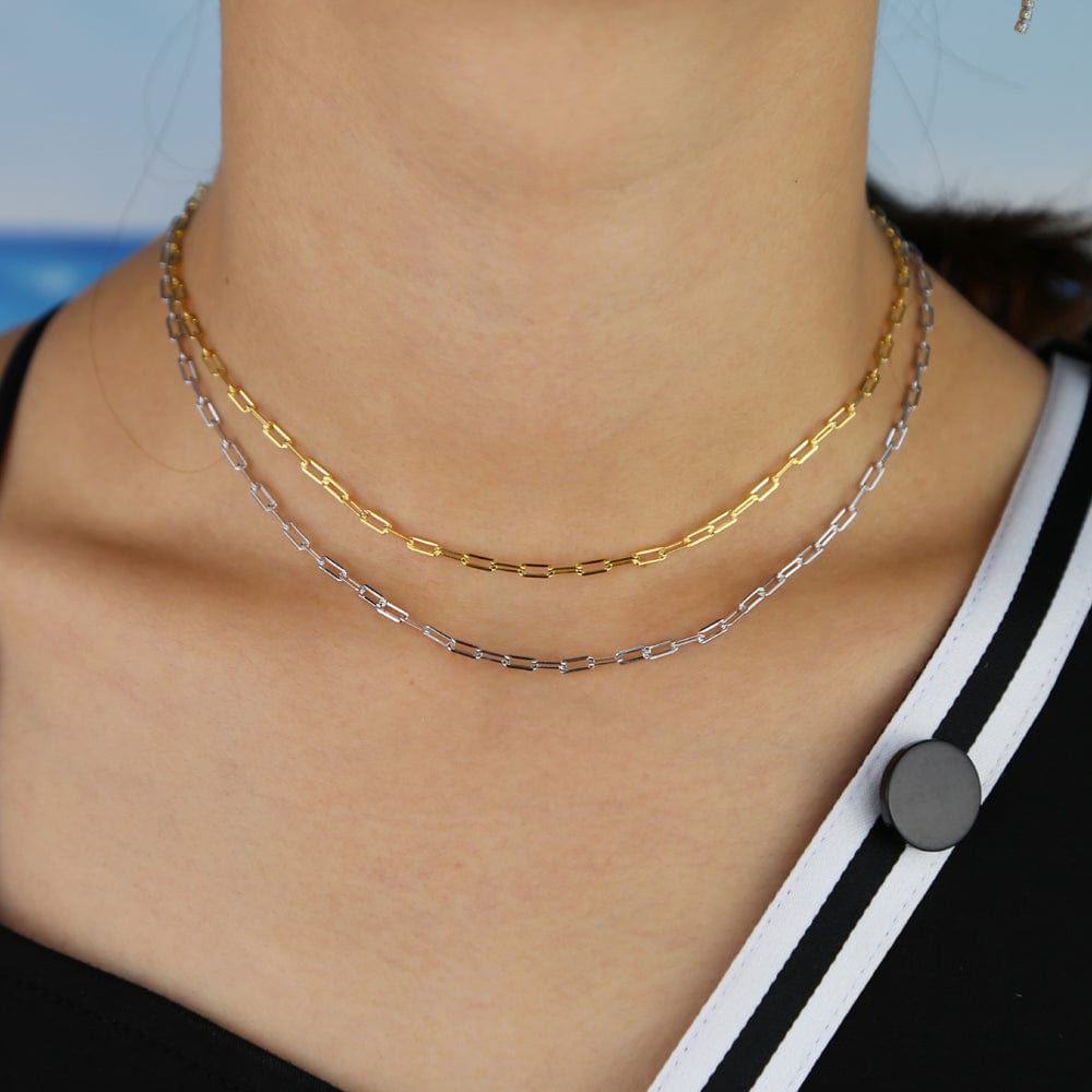 925 Sterling Silver Gold Plated Link Chain Necklace - - Luxury Jewelry by WAAMII