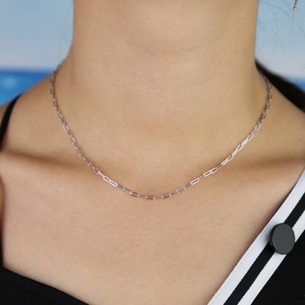 925 Sterling Silver Gold Plated Link Chain Necklace - 46 cm Gold-color - Luxury Jewelry by WAAMII