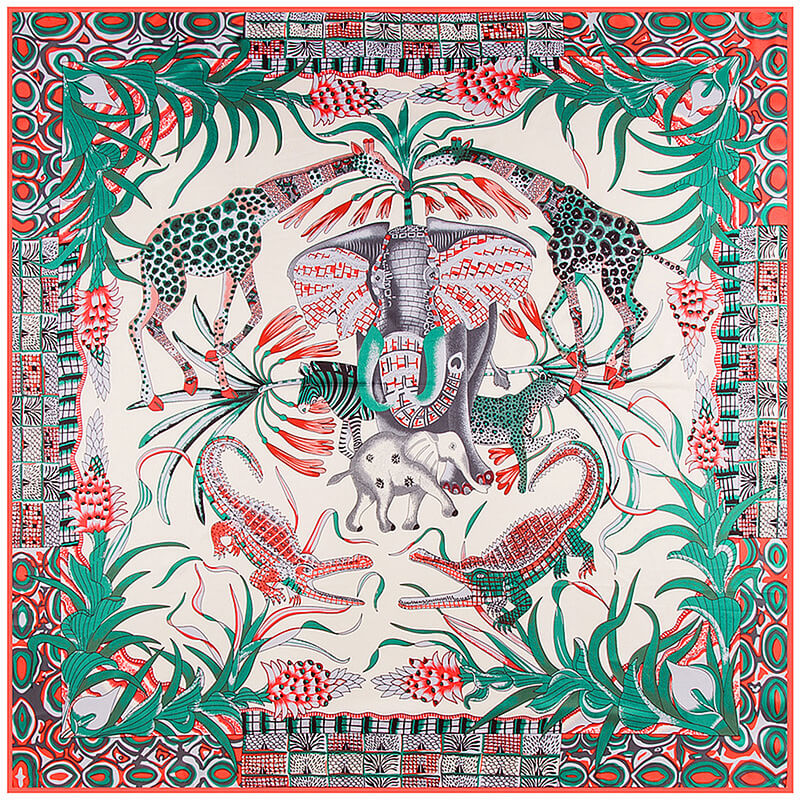 130*130CM 100% Imitation Silk Twill Silk Square Scarf Scarves Floral Tree Print Scarf-Multi Colors Accessories WAAMII 07