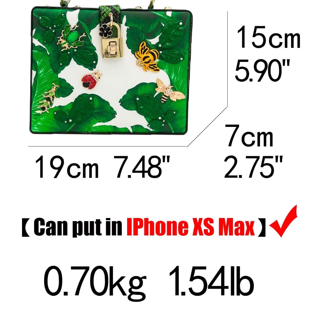 Animal Embroidery Beading Green Evening Bag Box Clutch - - Luxury bags by WAAMII