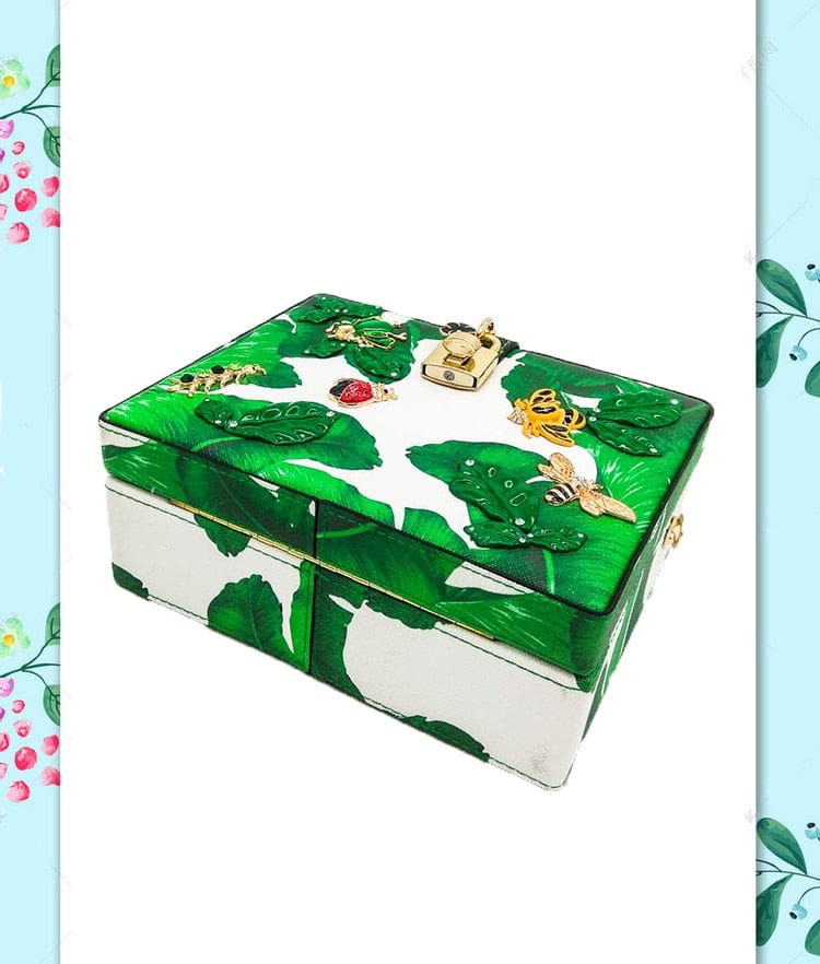 Animal Embroidery Beading Green Evening Bag Box Clutch - - Luxury bags by WAAMII