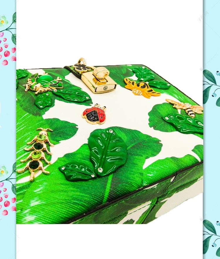 Animal Embroidery Beading Green Evening Bag Box Clutch - - Luxury bags by WAAMII
