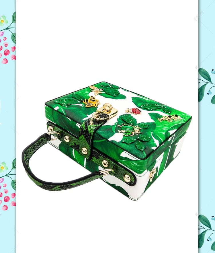 Animal Embroidery Beading Green Evening Bag Box Clutch bags WAAMII   