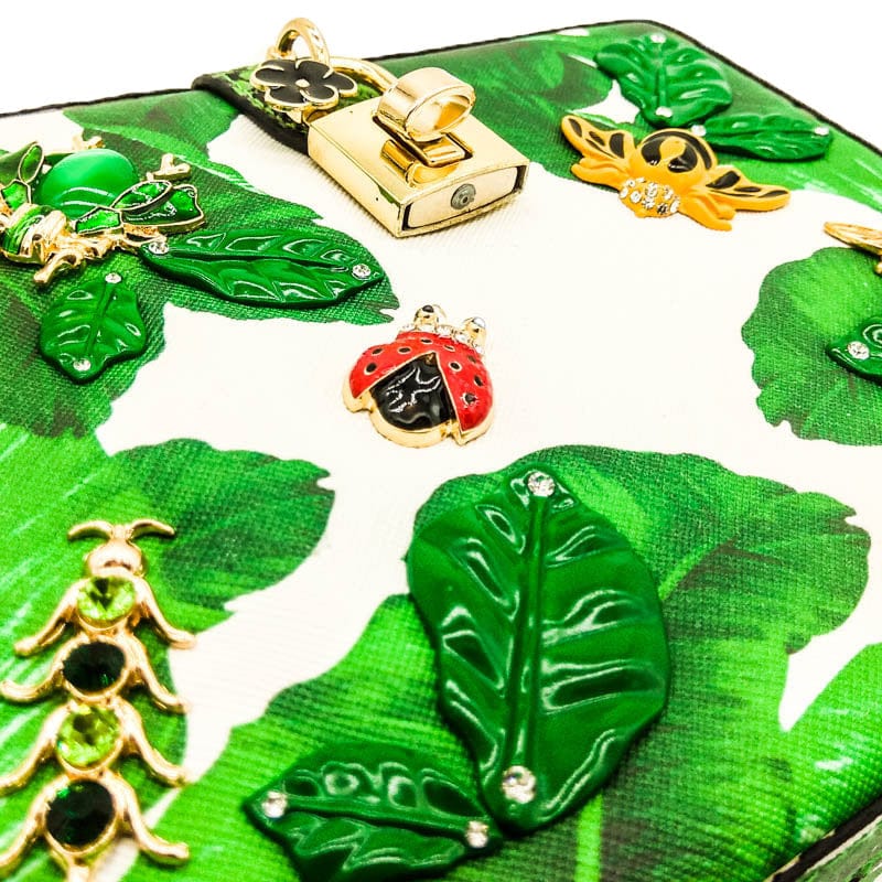 Animal Embroidery Beading Green Evening Bag Box Clutch - - Luxury bags by WAAMII