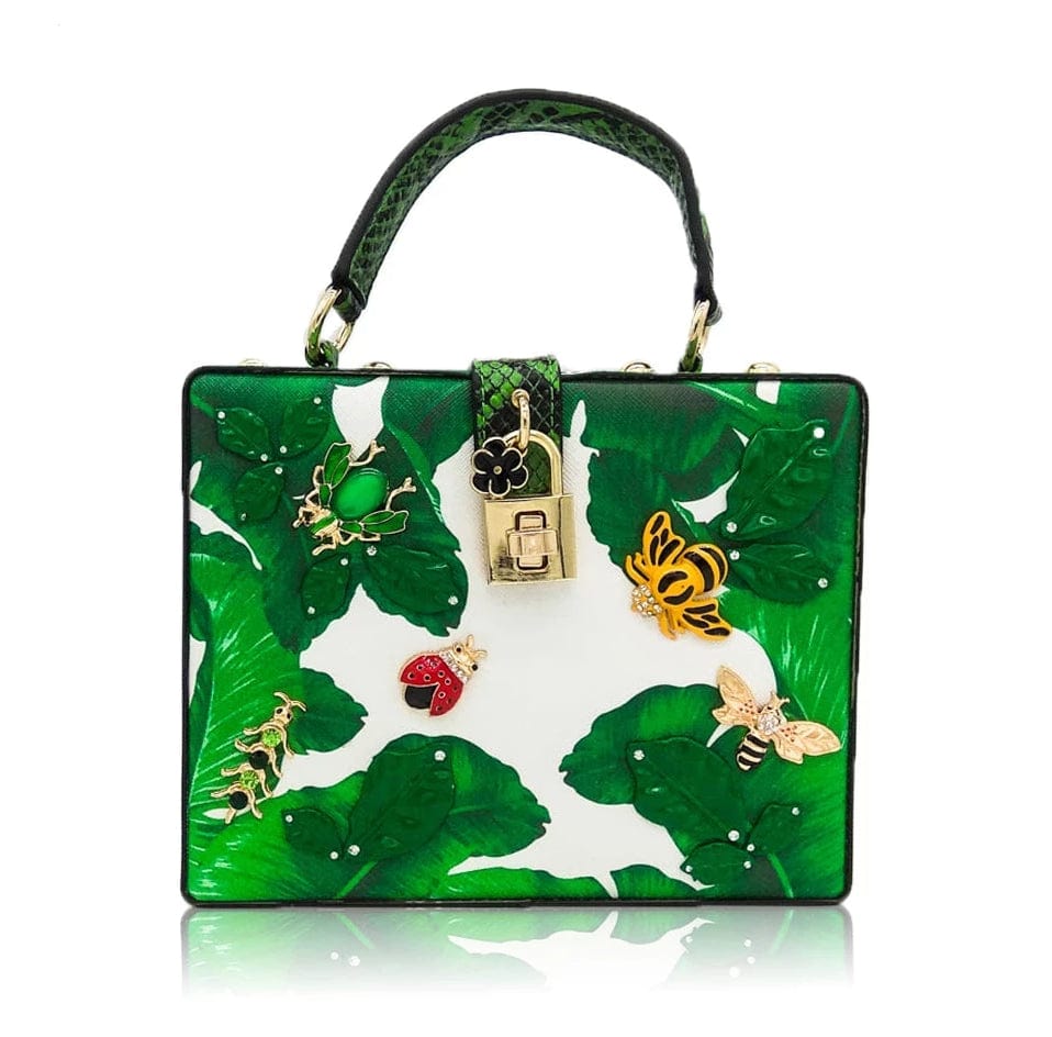 Animal Embroidery Beading Green Evening Bag Box Clutch - - Luxury bags by WAAMII