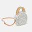 Anita Hand Woven Circular Top-Handle Straw Beach Bag Crossbody - white - Luxury bags by WAAMII