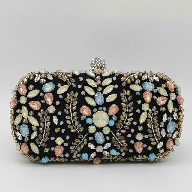 Apricot Blue Tone Diamante Beaded Clutch Bag Ladies Purse - - Luxury bags by WAAMII