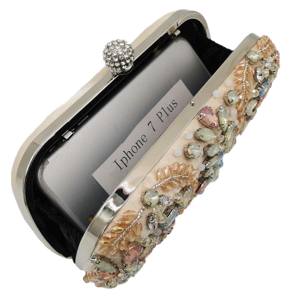 Apricot Blue Tone Diamante Beaded Clutch Bag Ladies Purse - - Luxury bags by WAAMII