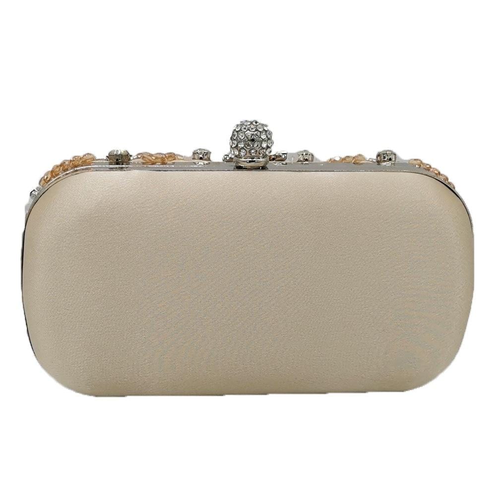 Apricot Blue Tone Diamante Beaded Clutch Bag Ladies Purse - - Luxury bags by WAAMII