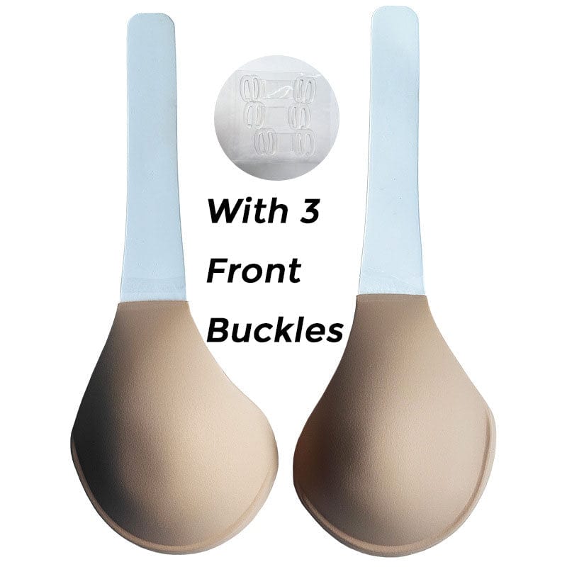 Backless Stick On Push Up Bra Strapless Self Adhensive Bra For Big Busts-Reusable - Cloth Feel With Buckles/Sand B - Luxury Accessories by WAAMII