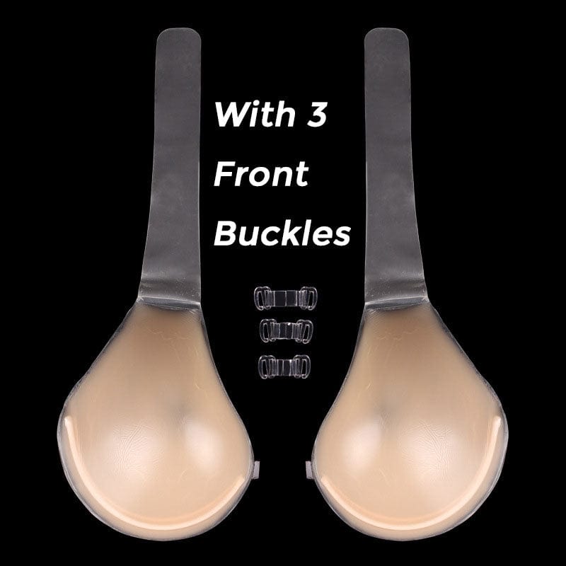 Backless Stick On Push Up Bra Strapless Self Adhensive Bra For Big Busts-Reusable - Classic With Buckles/Beige B - Luxury Accessories by WAAMII
