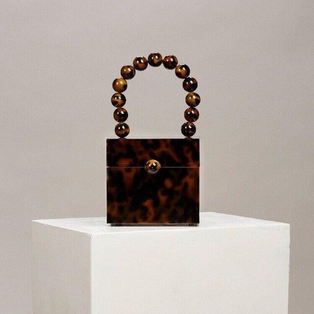 Bead Top Handle Jade Green Acrylic Box Clutch - - Luxury bags by WAAMII