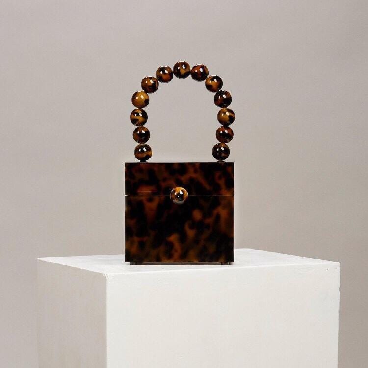 Bead Top Handle Jade Green Acrylic Box Clutch - - Luxury bags by WAAMII