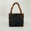 Bead Top Handle Jade Green Acrylic Box Clutch bags WAAMII Tortoise W12cm×H11cm×D13cm
