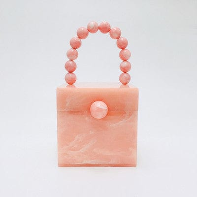 Bead Top Handle Jade Green Acrylic Box Clutch bags WAAMII