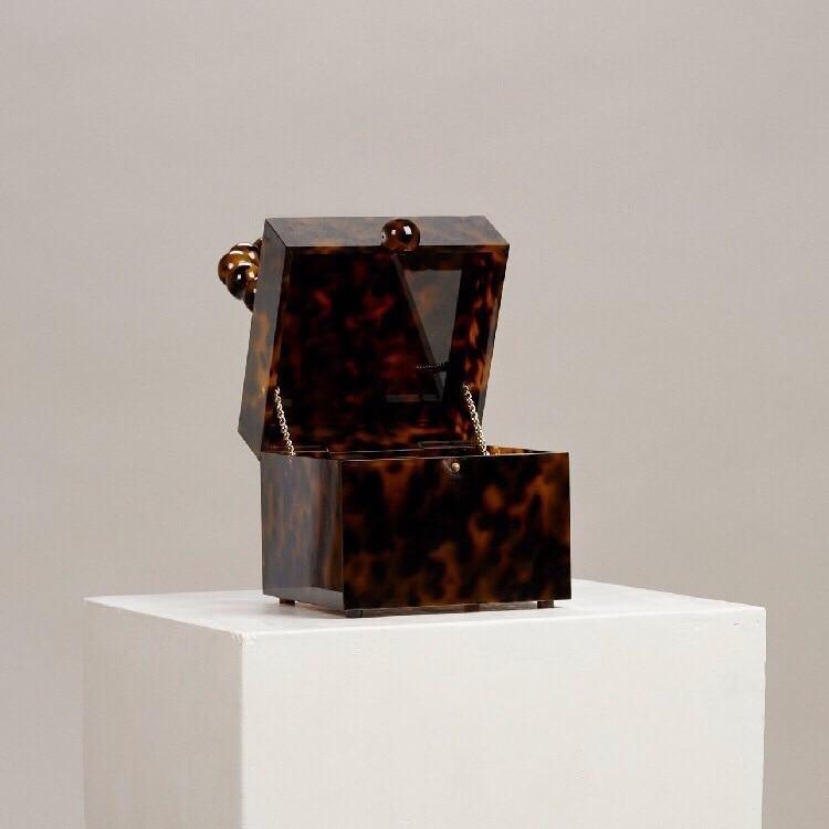 Bead Top Handle Jade Green Acrylic Box Clutch - - Luxury bags by WAAMII
