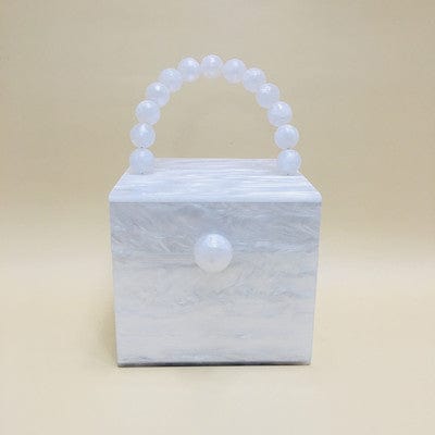 Bead Top Handle Jade Green Acrylic Box Clutch bags WAAMII Ivory W12cm×H11cm×D13cm
