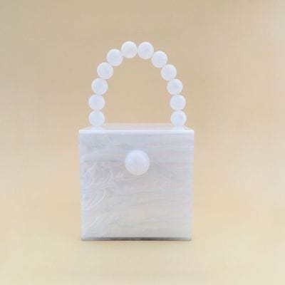 Bead Top Handle Jade Green Acrylic Box Clutch bags WAAMII