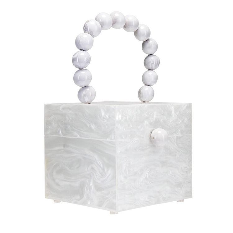 Bead Top Handle Jade Green Acrylic Box Clutch - - Luxury bags by WAAMII