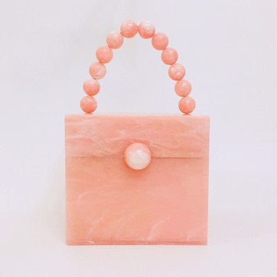 Bead Top Handle Jade Green Acrylic Box Clutch bags WAAMII Pink W12cm×H11cm×D13cm