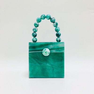 Bead Top Handle Jade Green Acrylic Box Clutch bags WAAMII