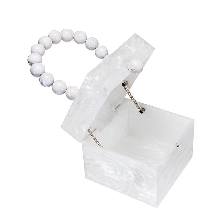 Bead Top Handle Jade Green Acrylic Box Clutch - - Luxury bags by WAAMII