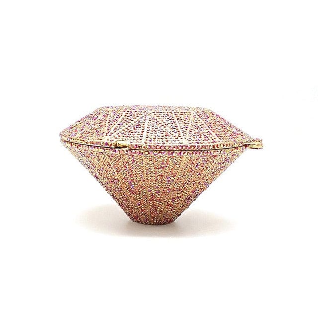 Big Diamond Crystal CZ Clutch Bridal Wedding Evening Bag - Color 6 pink - Luxury bags by WAAMII