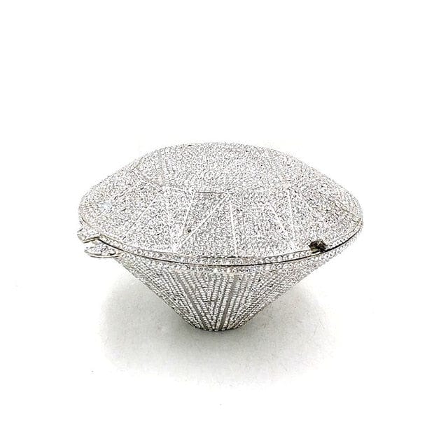 Big Diamond Crystal CZ Clutch Bridal Wedding Evening Bag - Color 1 silver - Luxury bags by WAAMII