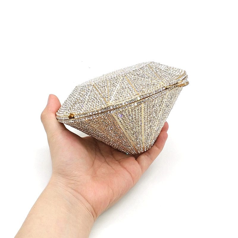 Big Diamond Crystal CZ Clutch Bridal Wedding Evening Bag bags WAAMII   