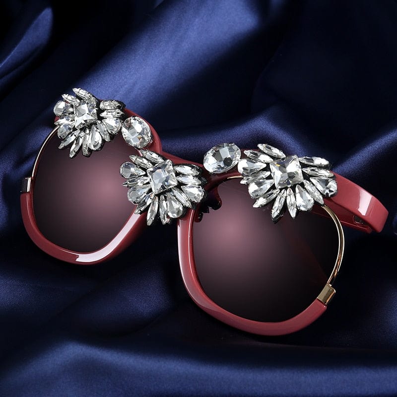 Big frame Square Women Rhinestone Sunglasses - - Luxury Accessories by WAAMII