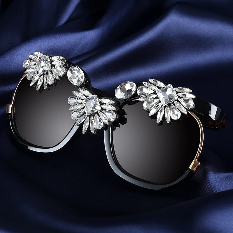 Big frame Square Women Rhinestone Sunglasses - - Luxury Accessories by WAAMII