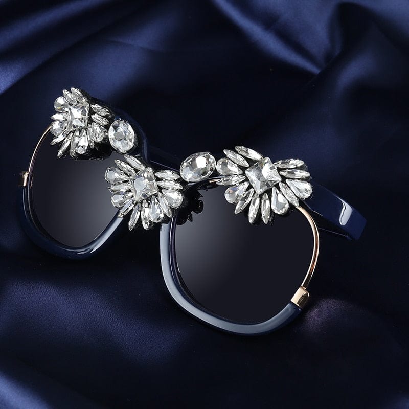 Big frame Square Women Rhinestone Sunglasses - - Luxury Accessories by WAAMII