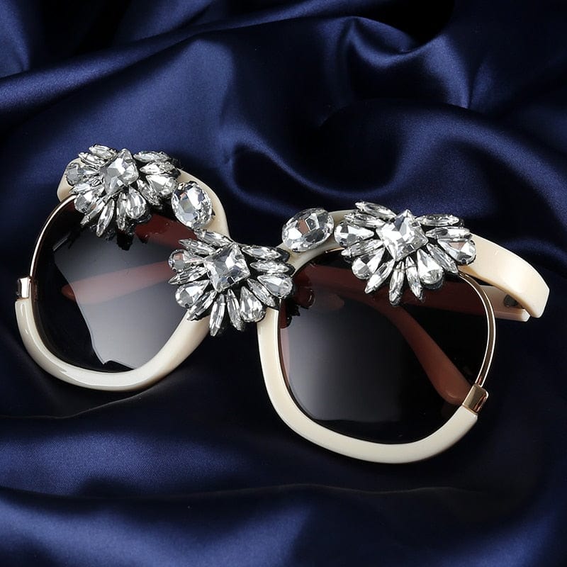 Big frame Square Women Rhinestone Sunglasses - - Luxury Accessories by WAAMII