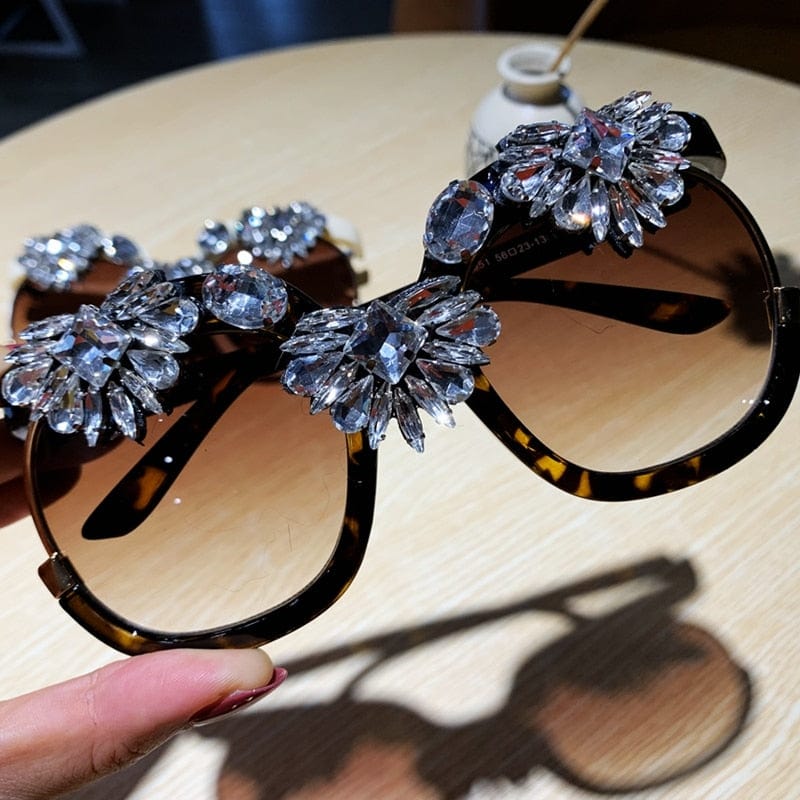 Big frame Square Women Rhinestone Sunglasses - - Luxury Accessories by WAAMII