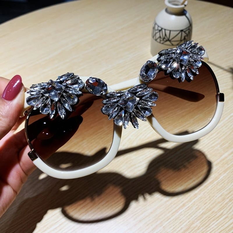 Big frame Square Women Rhinestone Sunglasses - - Luxury Accessories by WAAMII
