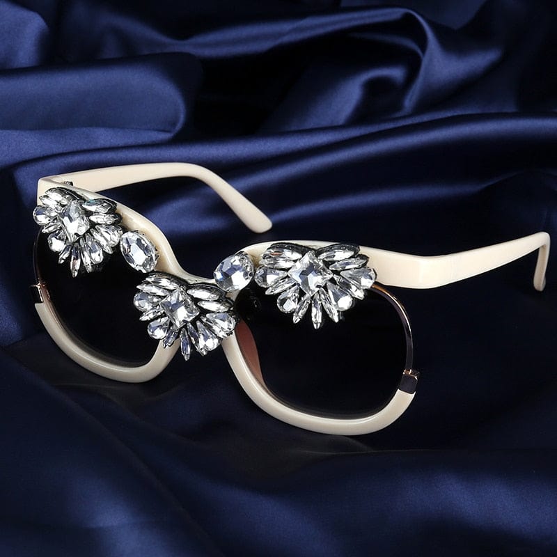 Big frame Square Women Rhinestone Sunglasses - - Luxury Accessories by WAAMII